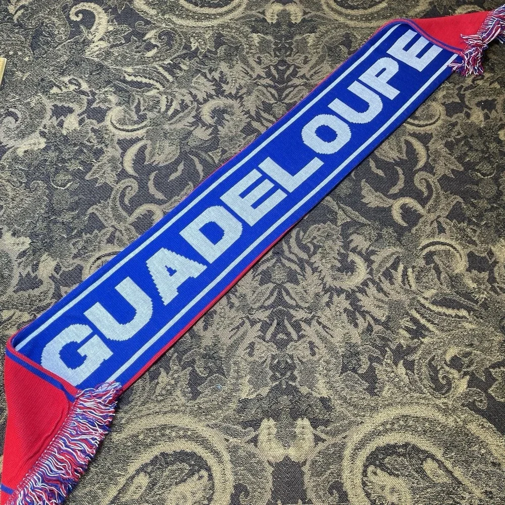Guadeloupe Soccer Football Scarf Licensed New Red Blue Double Sided New
